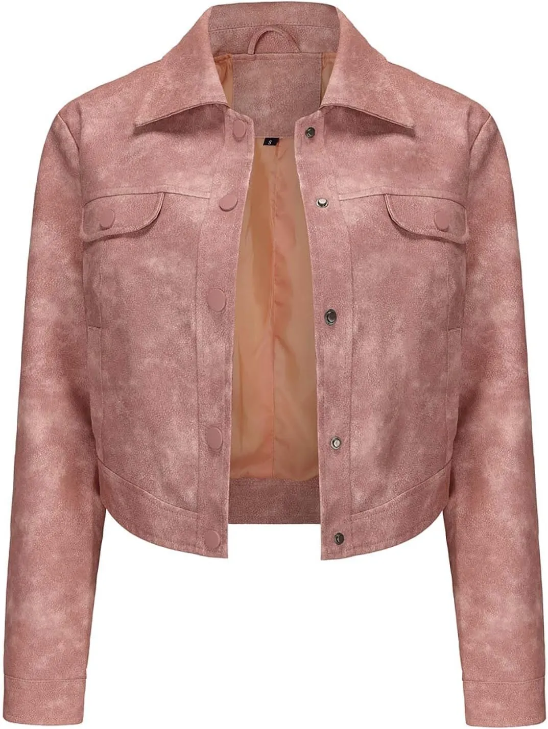 2024 Faux Leather Jackets For Women Lightweight Vintage Button Down 80s Shacket Jackets Fashion Lapel Cropped Jackets