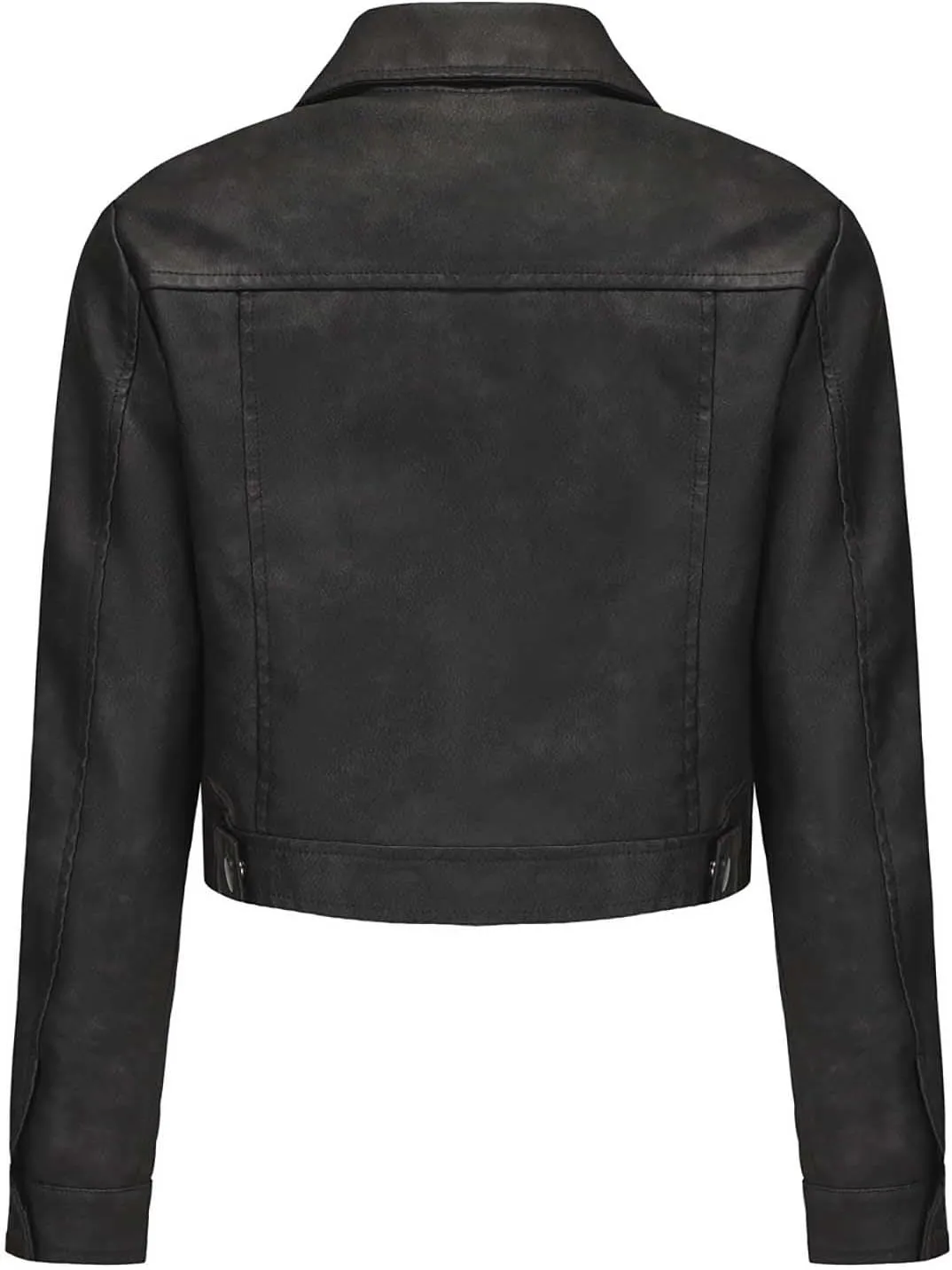 2024 Faux Leather Jackets For Women Lightweight Vintage Button Down 80s Shacket Jackets Fashion Lapel Cropped Jackets
