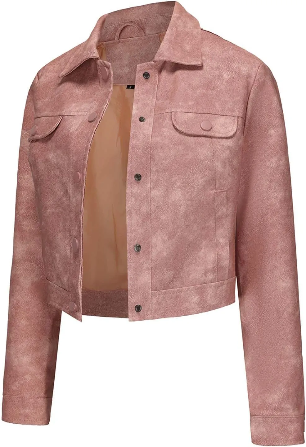2024 Faux Leather Jackets For Women Lightweight Vintage Button Down 80s Shacket Jackets Fashion Lapel Cropped Jackets