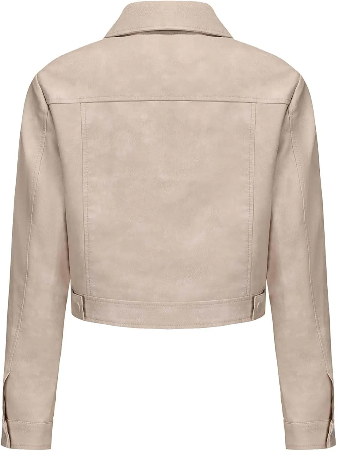 2024 Faux Leather Jackets For Women Lightweight Vintage Button Down 80s Shacket Jackets Fashion Lapel Cropped Jackets