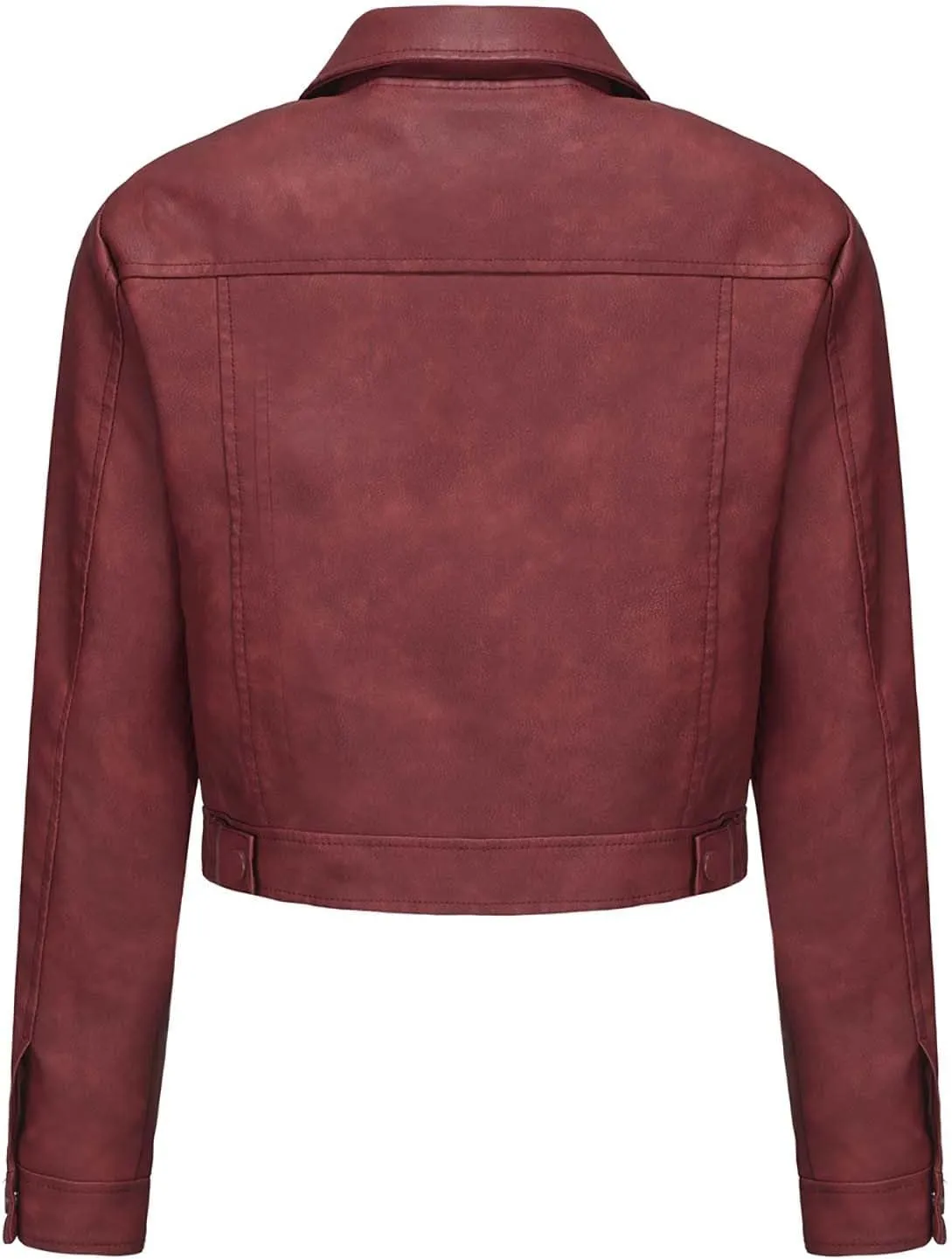 2024 Faux Leather Jackets For Women Lightweight Vintage Button Down 80s Shacket Jackets Fashion Lapel Cropped Jackets
