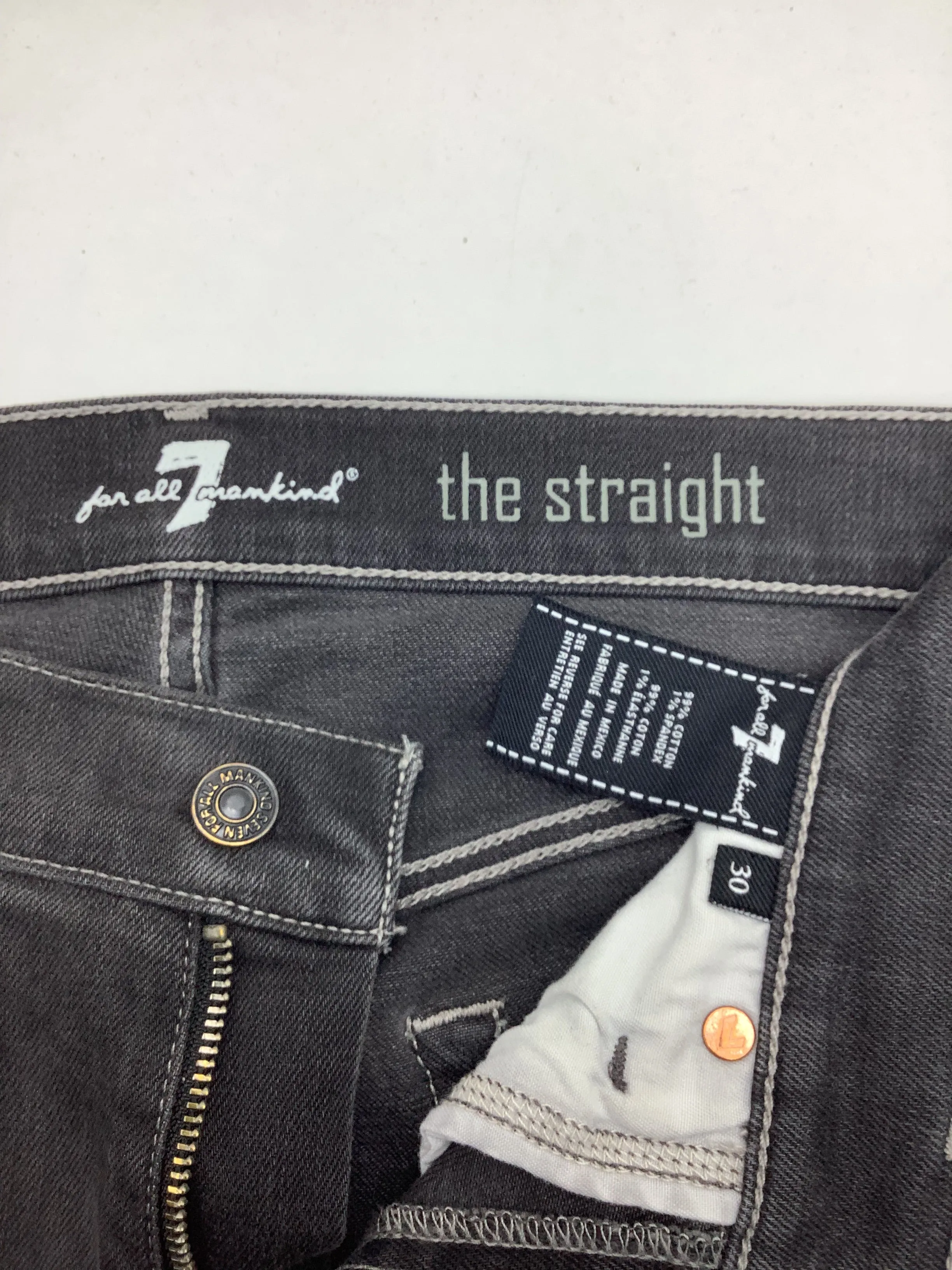 7 For All Mankind Women's Pant Jean The Straight Mid Rise Black Size 30