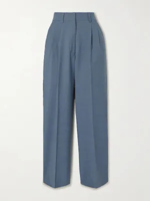 Aile Fox pleated wool and mohair-blend straight-leg pants