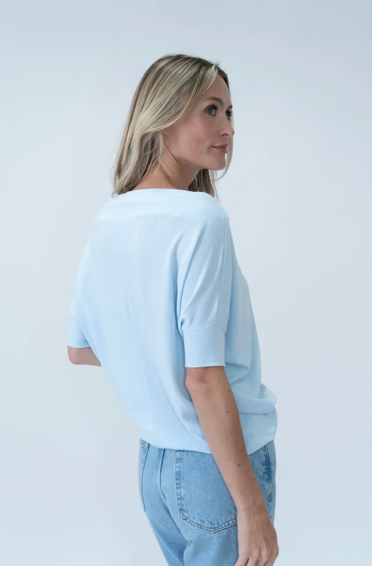 Airy Blue Short Sleeve Anywhere Top by Six/Fifty