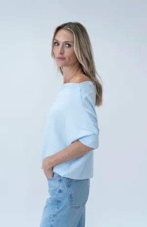 Airy Blue Short Sleeve Anywhere Top by Six/Fifty