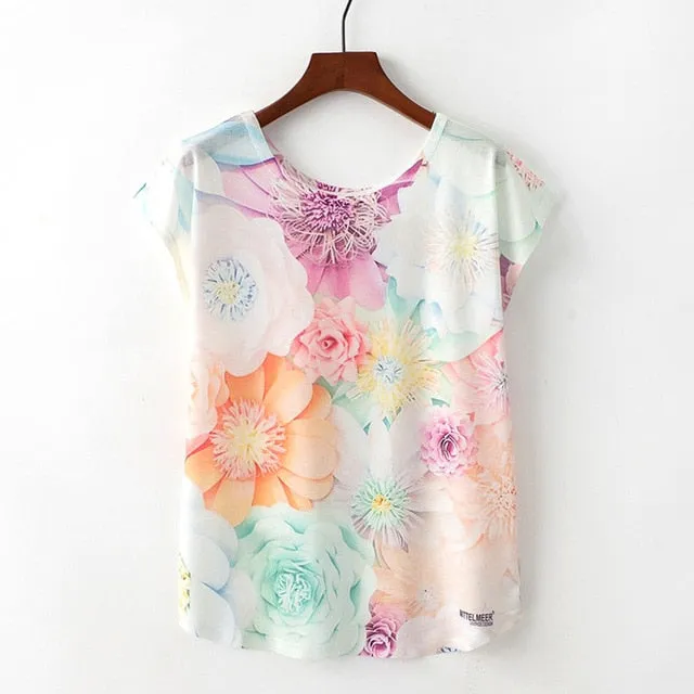 Animal Print Casual O-Neck Loose Short Sleeve T-shirt