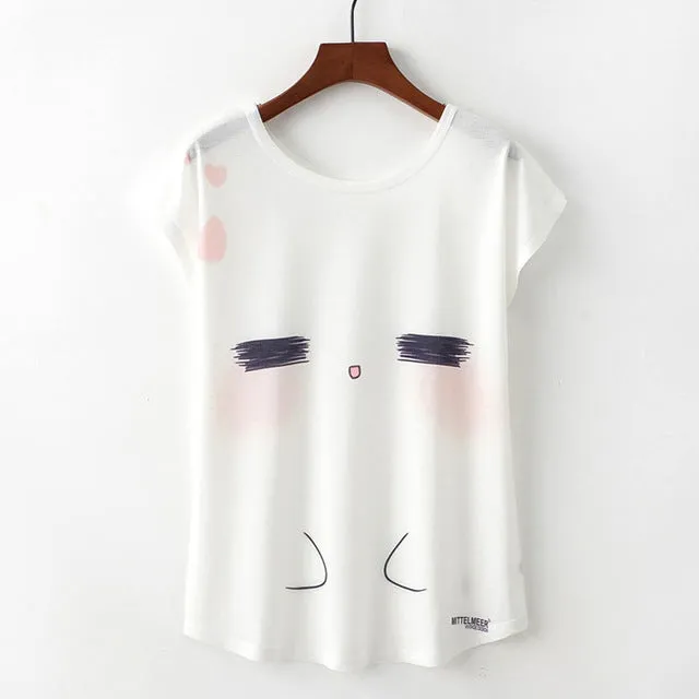 Animal Print Casual O-Neck Loose Short Sleeve T-shirt