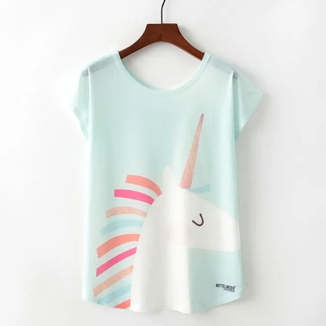 Animal Print Casual O-Neck Loose Short Sleeve T-shirt