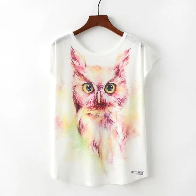 Animal Print Casual O-Neck Loose Short Sleeve T-shirt