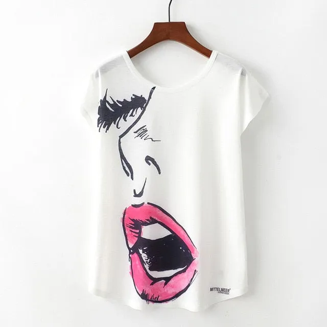 Animal Print Casual O-Neck Loose Short Sleeve T-shirt