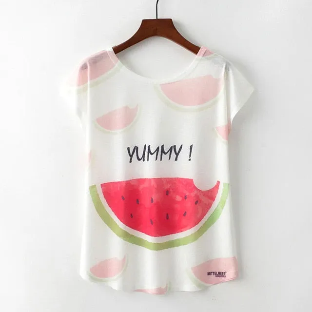 Animal Print Casual O-Neck Loose Short Sleeve T-shirt