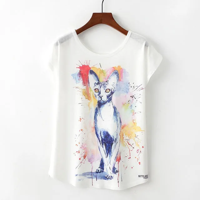 Animal Print Casual O-Neck Loose Short Sleeve T-shirt