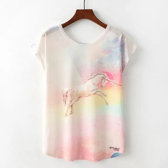 Animal Print Casual O-Neck Loose Short Sleeve T-shirt