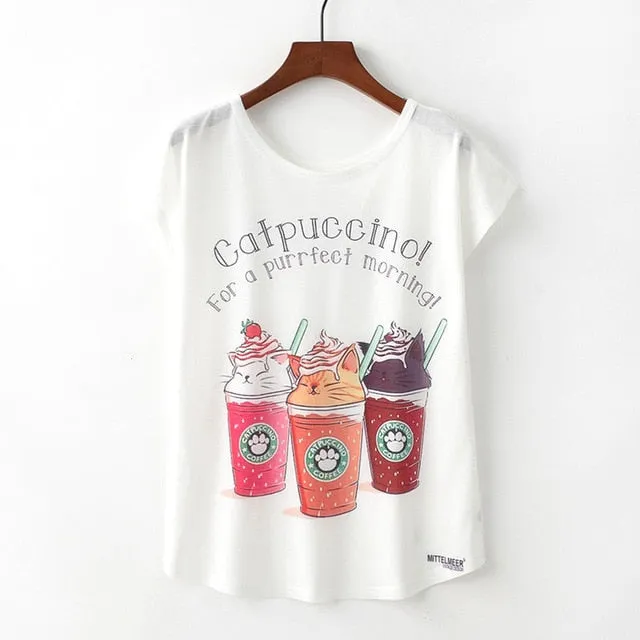 Animal Print Casual O-Neck Loose Short Sleeve T-shirt