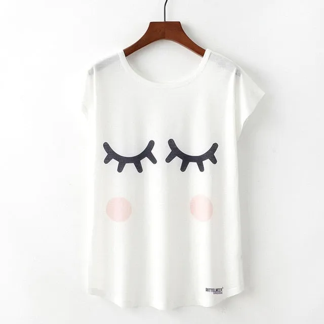 Animal Print Casual O-Neck Loose Short Sleeve T-shirt
