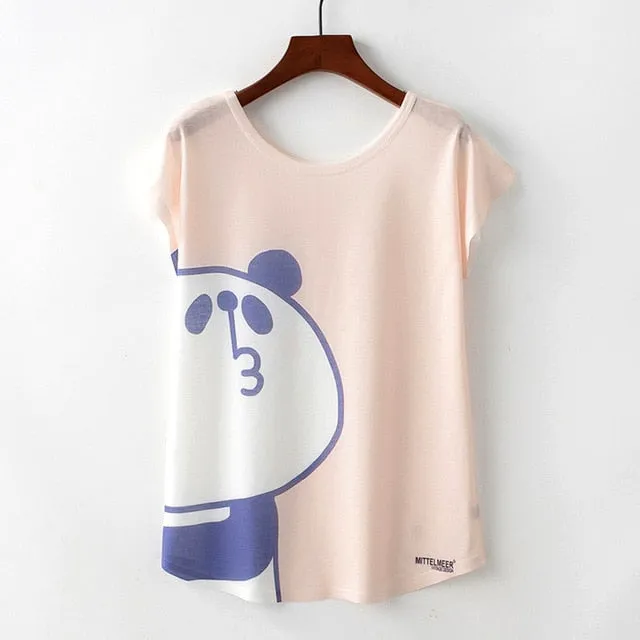 Animal Print Casual O-Neck Loose Short Sleeve T-shirt