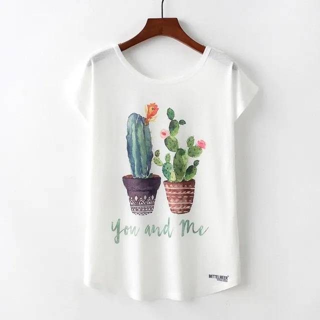 Animal Print Casual O-Neck Loose Short Sleeve T-shirt