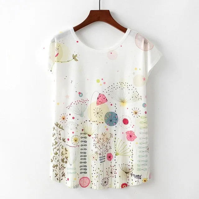 Animal Print Casual O-Neck Loose Short Sleeve T-shirt