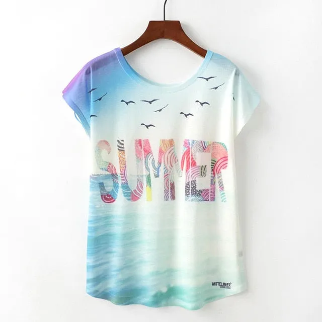 Animal Print Casual O-Neck Loose Short Sleeve T-shirt