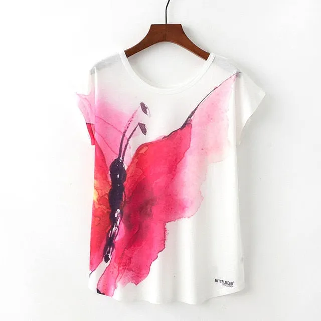 Animal Print Casual O-Neck Loose Short Sleeve T-shirt