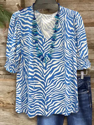 Animal Print Ruffled Stylish Blouse
