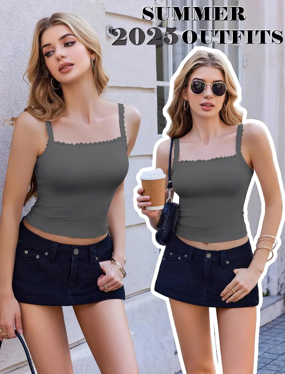 Avidlove Camisole Tops for Women Lace Tank Top Y2k Square Neck Undershirts Going Out Summer Tops 2025 Trendy
