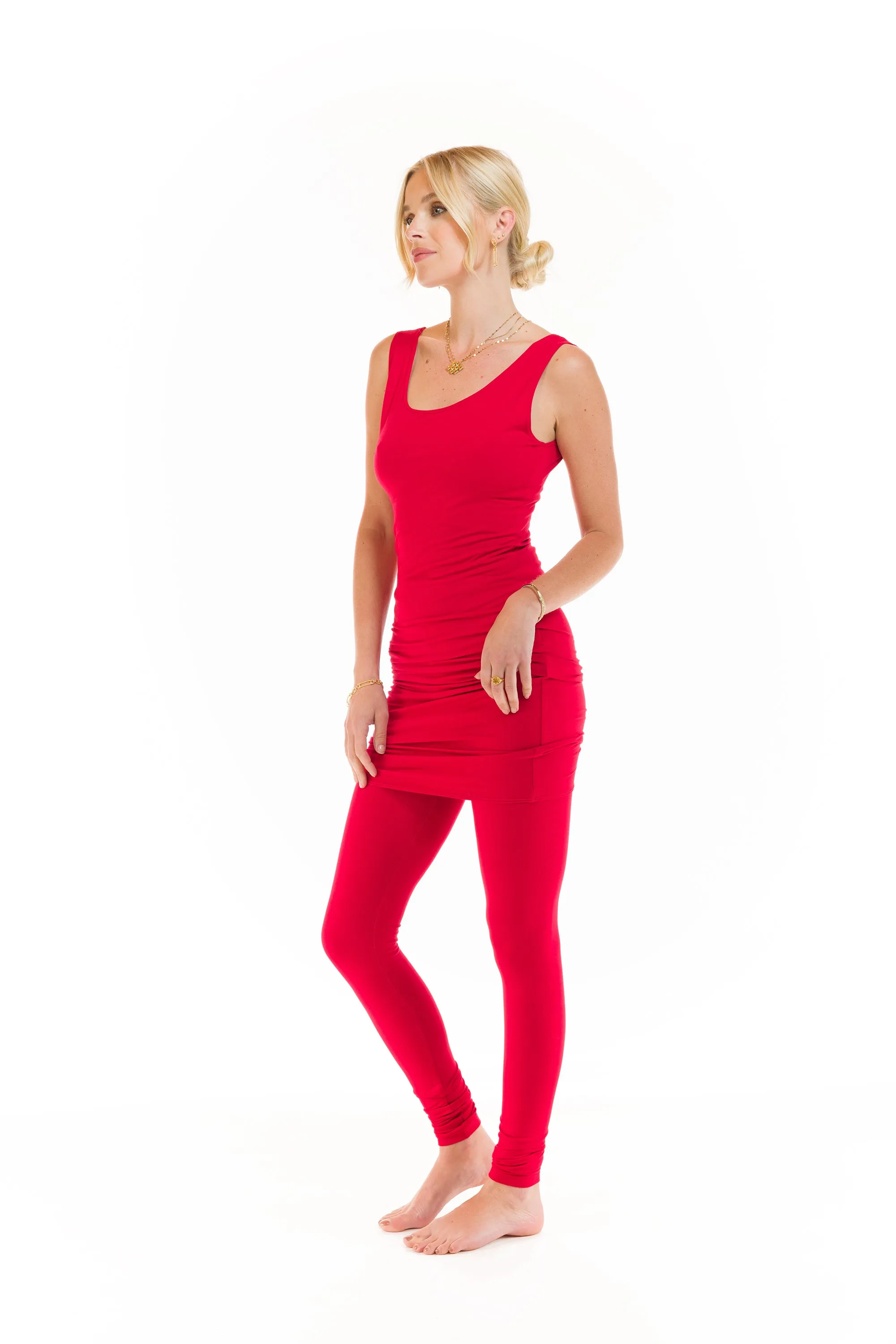 BAMBOO LONG VEST DRESS CLARET