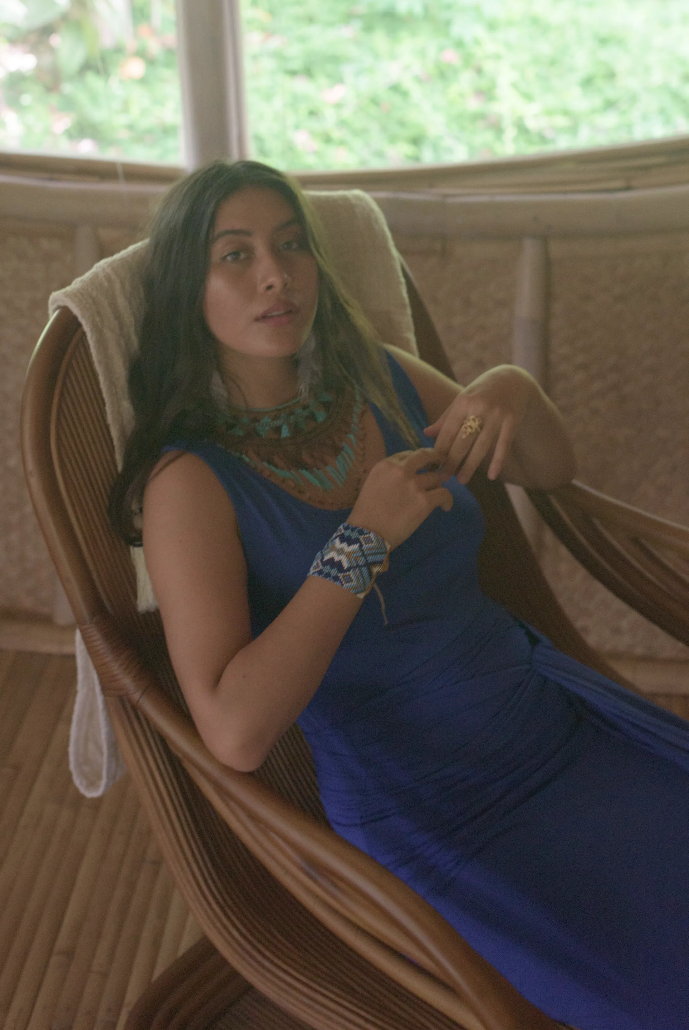 BAMBOO LONG VEST DRESS COBALT BLUE