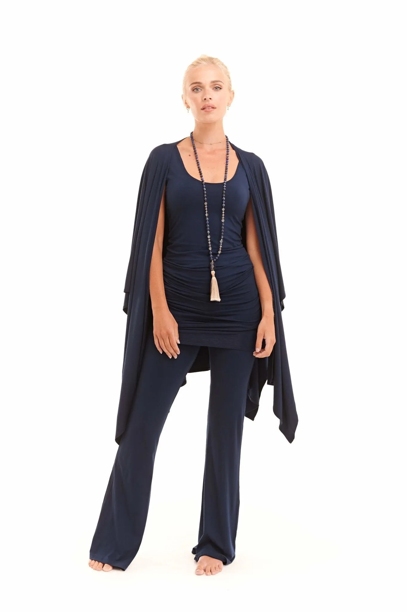 BAMBOO LONG VEST DRESS NAVY