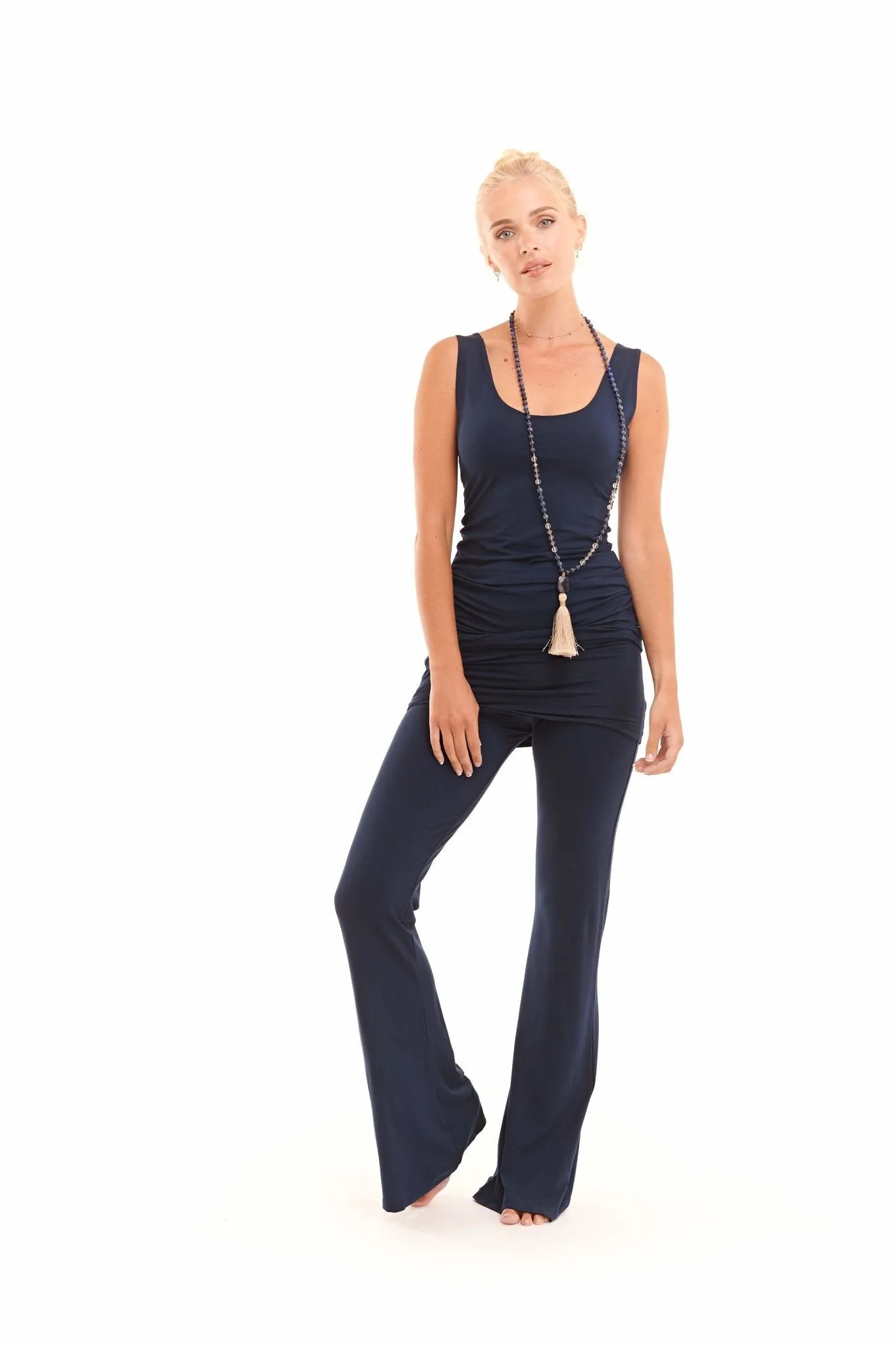 BAMBOO LONG VEST DRESS NAVY