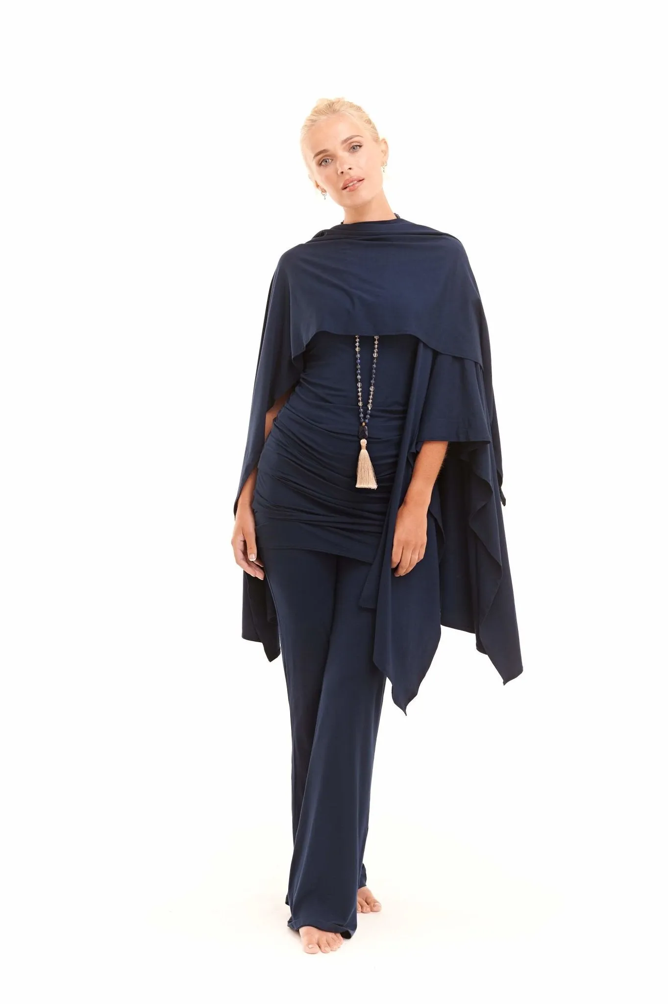 BAMBOO LONG VEST DRESS NAVY