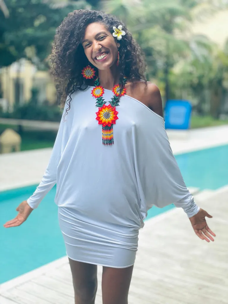 BAMBOO RAGLAN TOP WITH SCARF WHITE