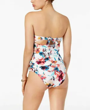 Bar III Women's Floral-Print Bandeau Tankini Top, Multi, XS