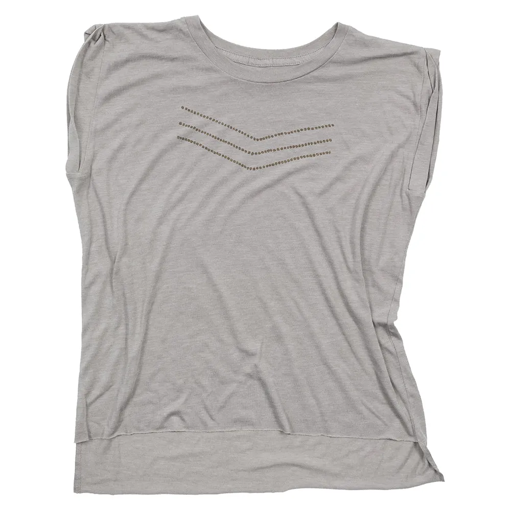Beaded Chevron Rolled Sleeve Muscle Tee
