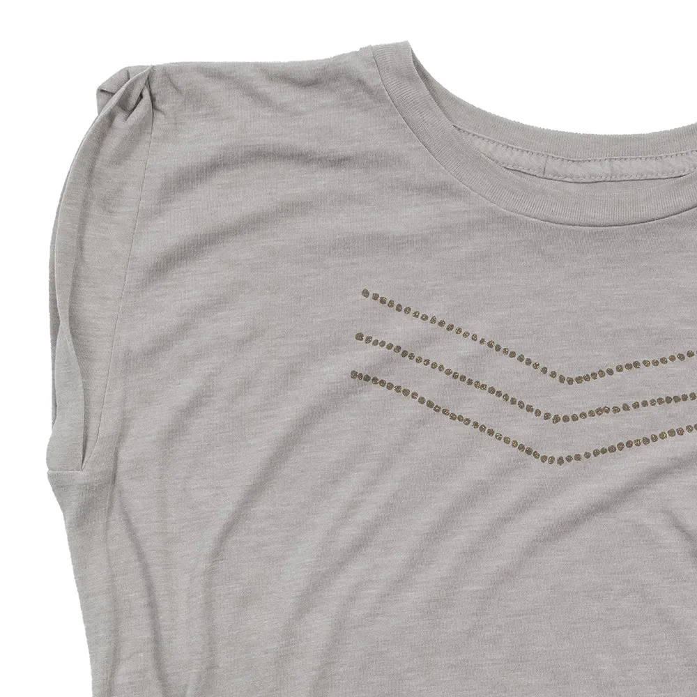 Beaded Chevron Rolled Sleeve Muscle Tee