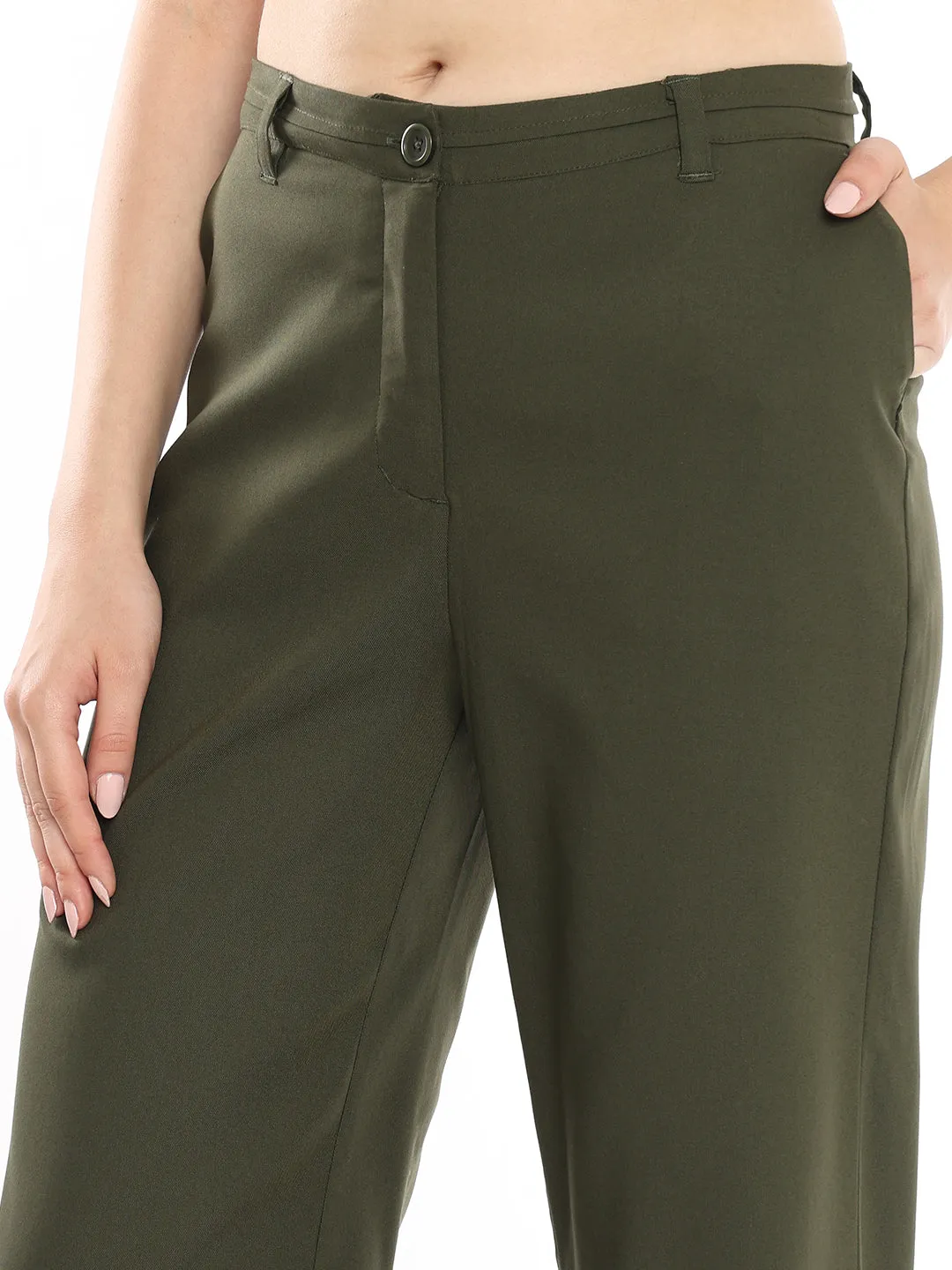 Bella Olive Green Formal 3/4th Straight Pants