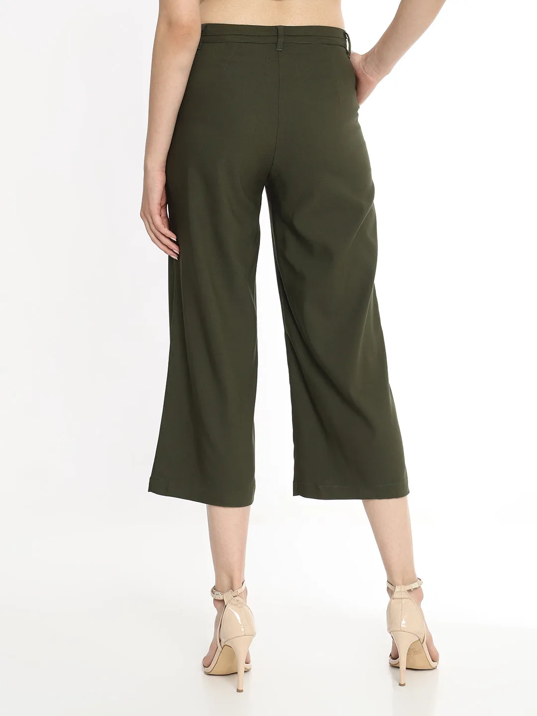 Bella Olive Green Formal 3/4th Straight Pants
