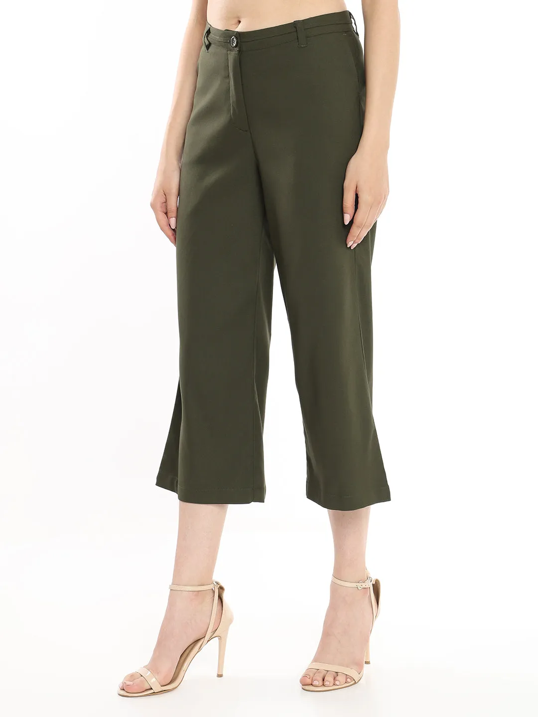 Bella Olive Green Formal 3/4th Straight Pants