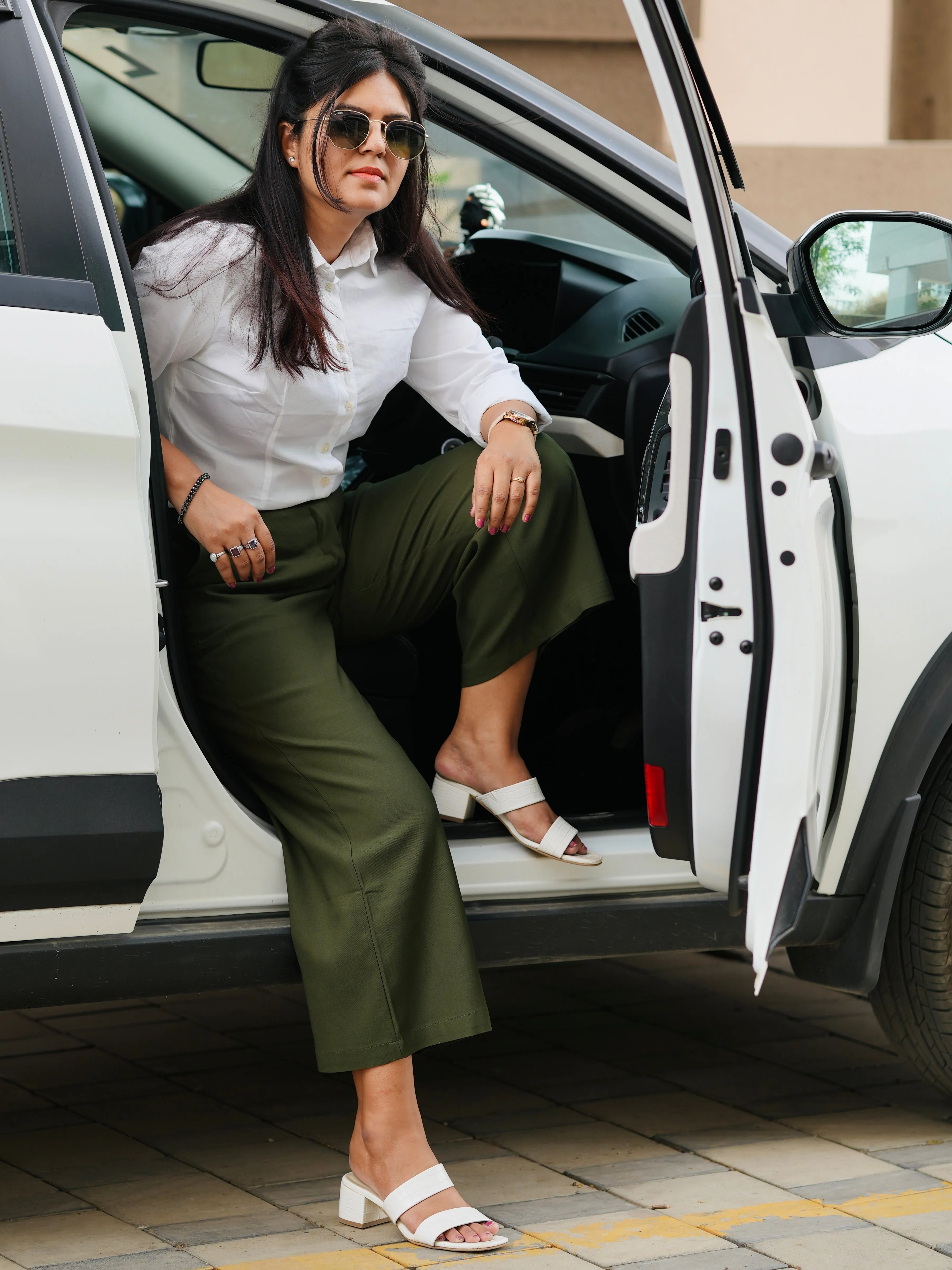 Bella Olive Green Formal 3/4th Straight Pants