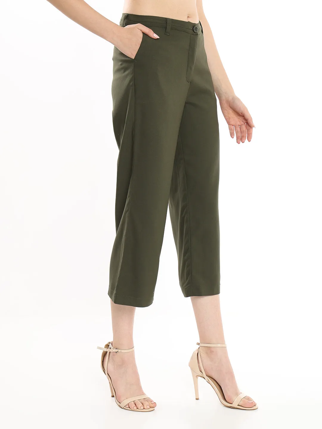 Bella Olive Green Formal 3/4th Straight Pants