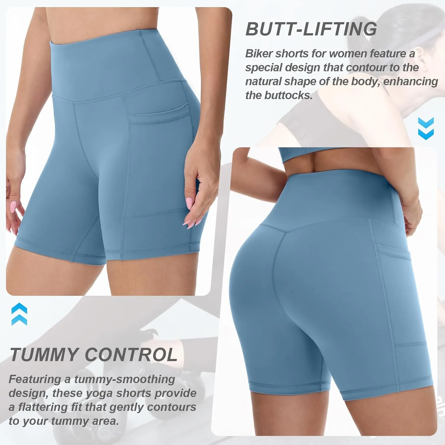 Biker Shorts Women Tummy Control Yoga Shorts Breathable Gym Shorts Spandex Shorts High Waisted Running Shorts