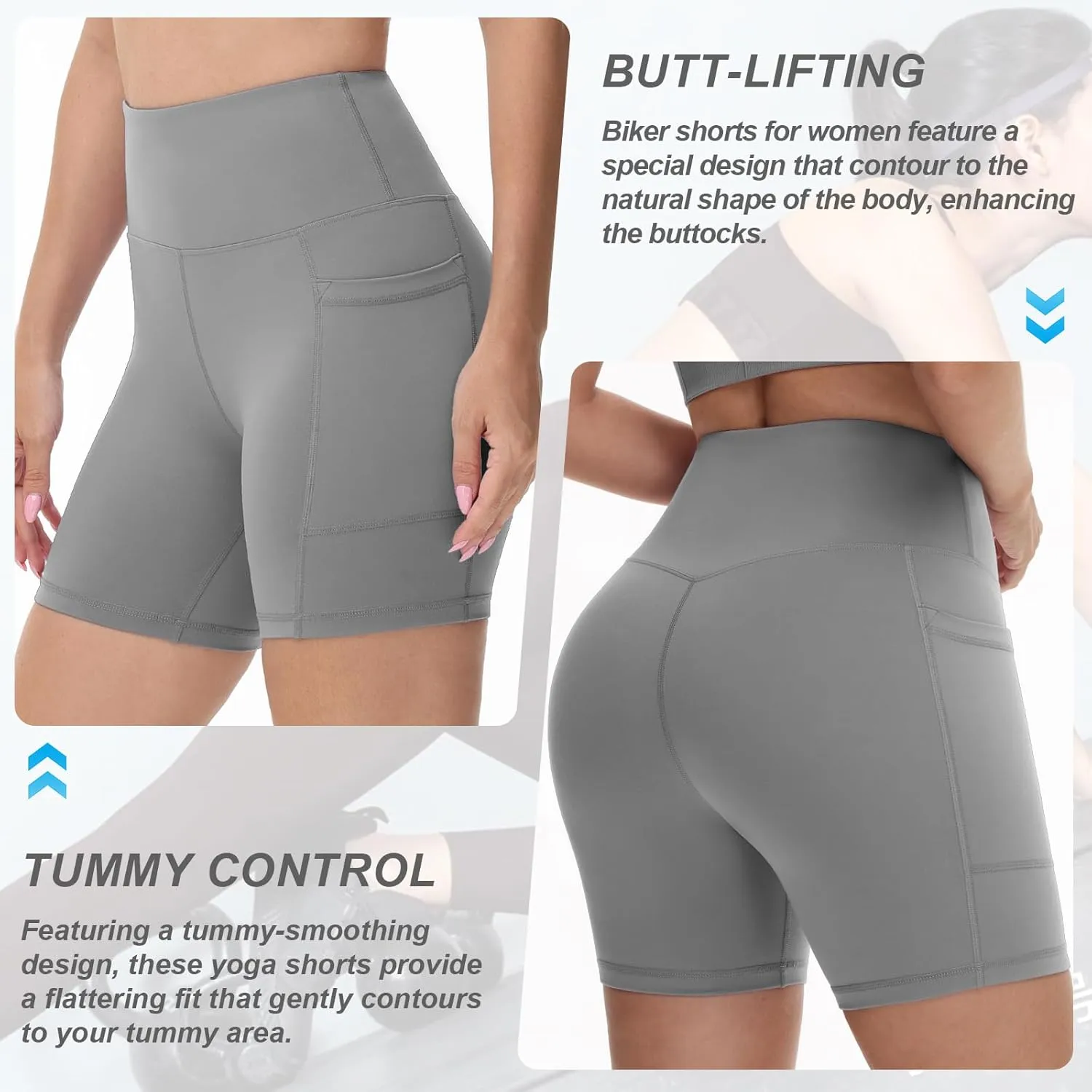 Biker Shorts Women Tummy Control Yoga Shorts Breathable Gym Shorts Spandex Shorts High Waisted Running Shorts