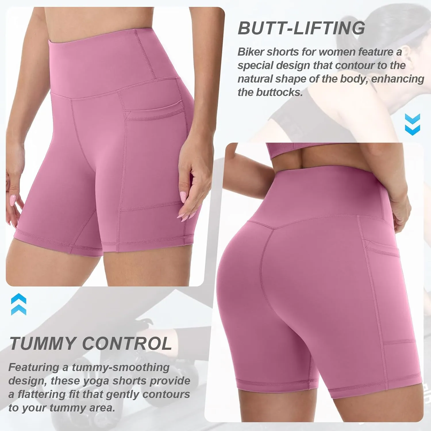 Biker Shorts Women Tummy Control Yoga Shorts Breathable Gym Shorts Spandex Shorts High Waisted Running Shorts