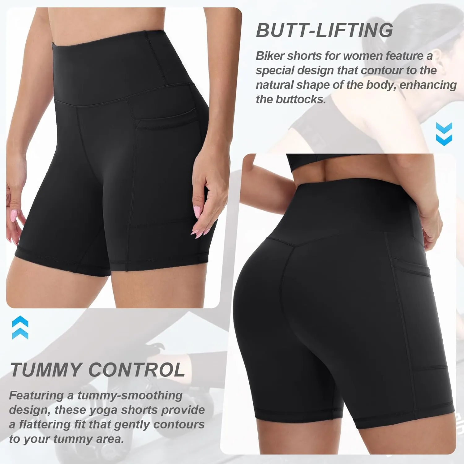 Biker Shorts Women Tummy Control Yoga Shorts Breathable Gym Shorts Spandex Shorts High Waisted Running Shorts