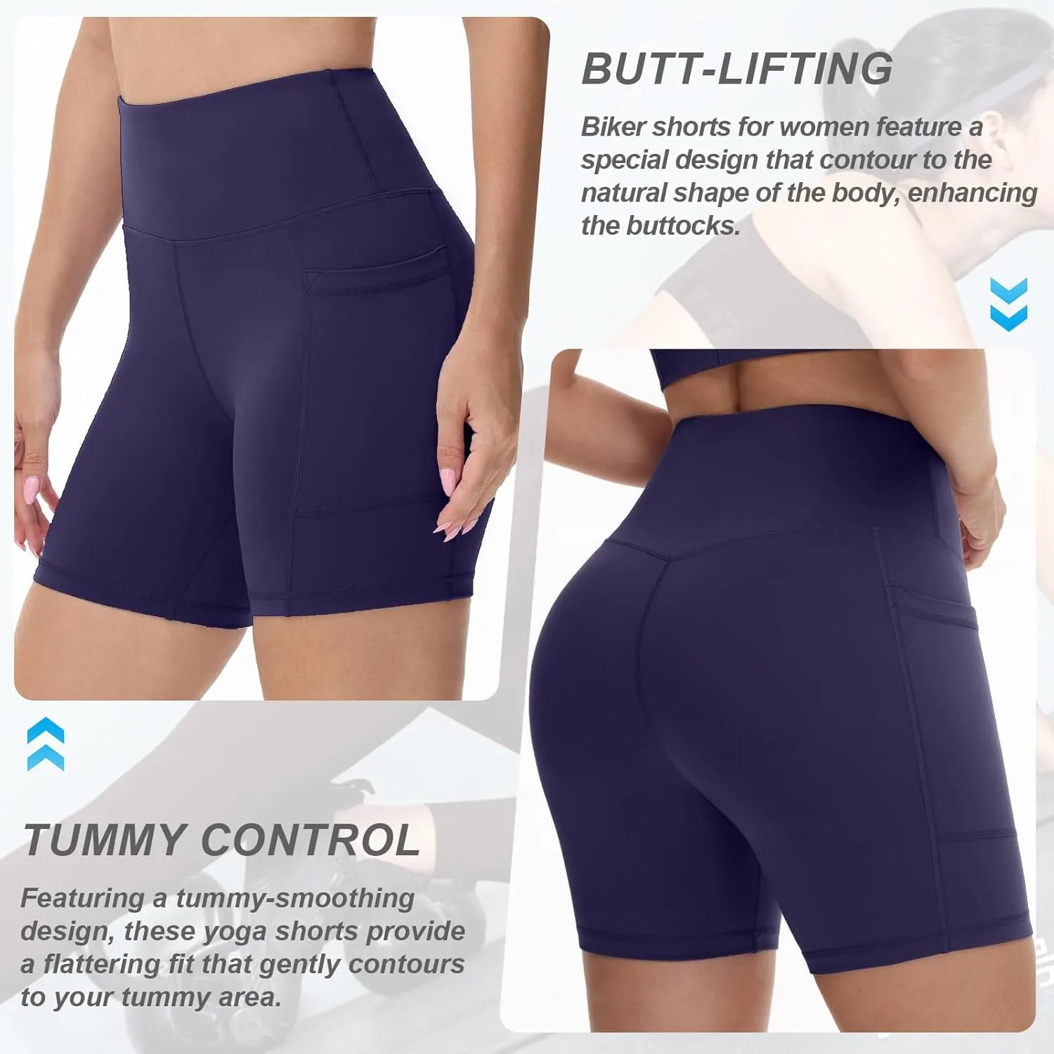 Biker Shorts Women Tummy Control Yoga Shorts Breathable Gym Shorts Spandex Shorts High Waisted Running Shorts