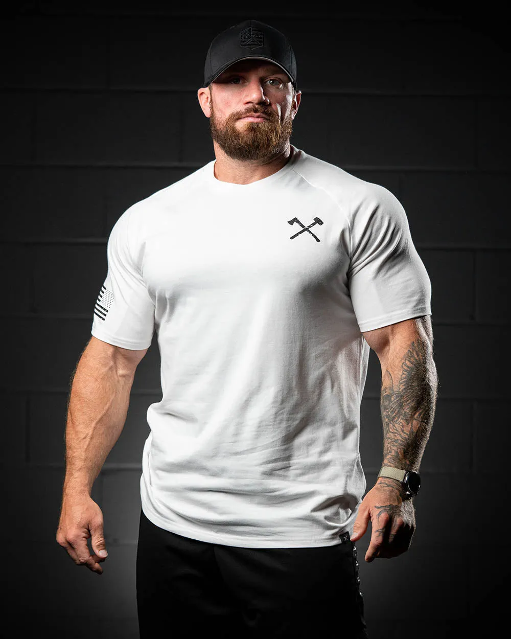Black on White Simple Raglan Tee