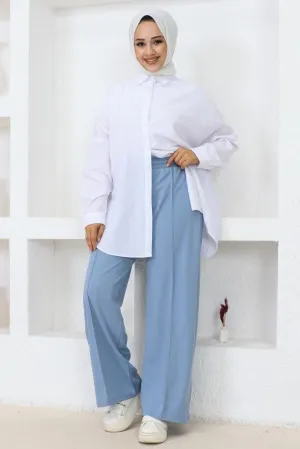 BNG Women  Elastic Waist Comfortable Loose Fit Baggy Pants Blue - Clermont