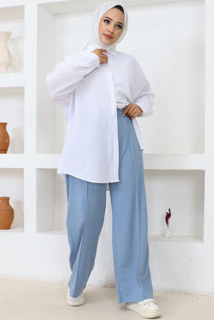 BNG Women  Elastic Waist Comfortable Loose Fit Baggy Pants Blue - Clermont