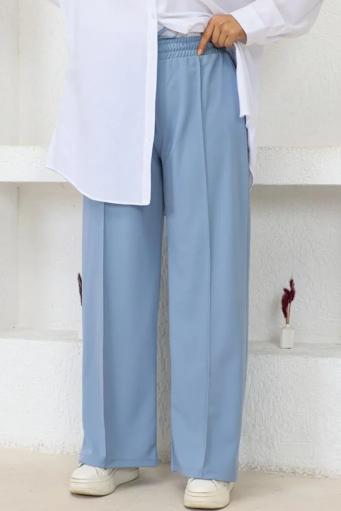 BNG Women  Elastic Waist Comfortable Loose Fit Baggy Pants Blue - Clermont