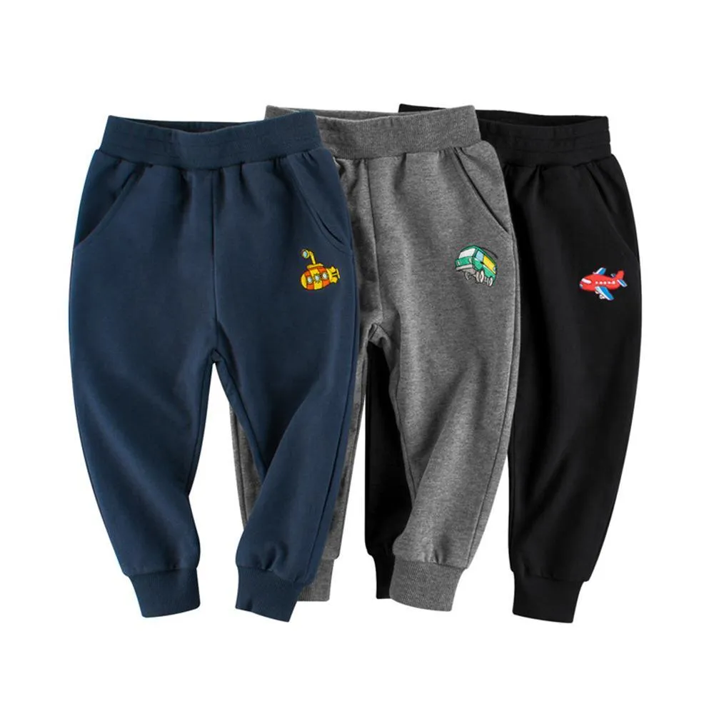 Boys Casual Cartoon Pocket Solid Pants Wholesale